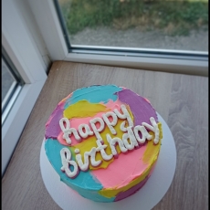 Бенто-торт "Happy Birthday" радужный